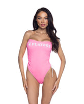 PlayBoy Pink 1 Piece Swimsuit with Ruched Side Ties - XS - Bras and Bra Sets